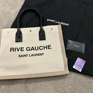 Saint Laurent Rive Gauche Tote in Black and Cream